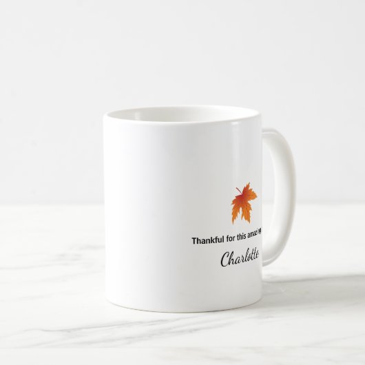 Grateful for My Team Personalized Thanksgiving Kaffeetasse (VorderseiteRechts)