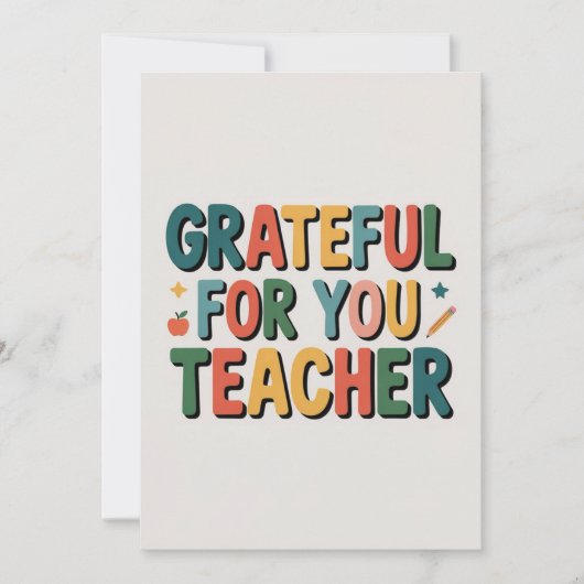 Grateful for You Teacher Appreciation Karte (Vorderseite)