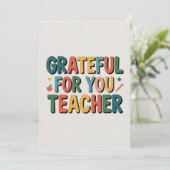 Grateful for You Teacher Appreciation Karte (Stehend Vorderseite)