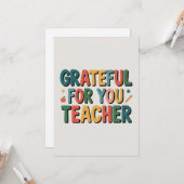 Grateful for You Teacher Appreciation Karte (Vorderseite/Rückseite Beispiel)