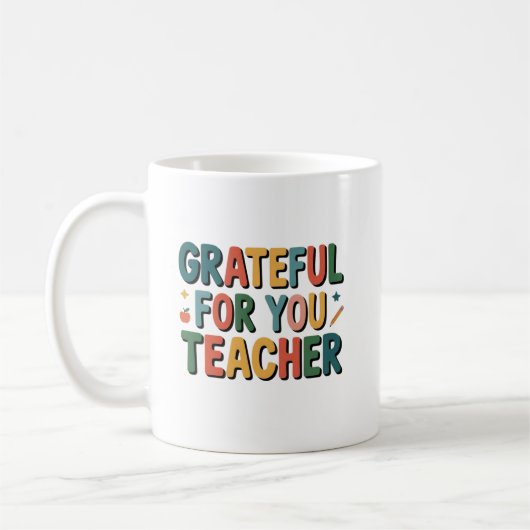 Grateful for You Teacher Personalized Name Kaffeetasse (Links)