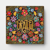 Grateful Fun Floral BoHo Inspirivity Easel Fotoplatte (Vorderseite)