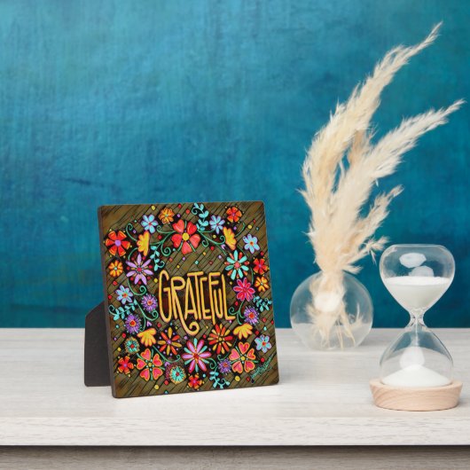 Grateful Fun Floral BoHo Inspirivity Easel Fotoplatte (InSitu)