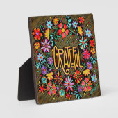 Grateful Fun Floral BoHo Inspirivity Easel Fotoplatte (Vorderseite)