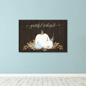 grateful gesegnet staubblauer Kürbis Blattwerk Leinwanddruck (Insitu (Holzboden))