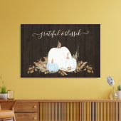 grateful gesegnet staubblauer Kürbis Blattwerk Leinwanddruck (Insitu (Wohnzimmer))