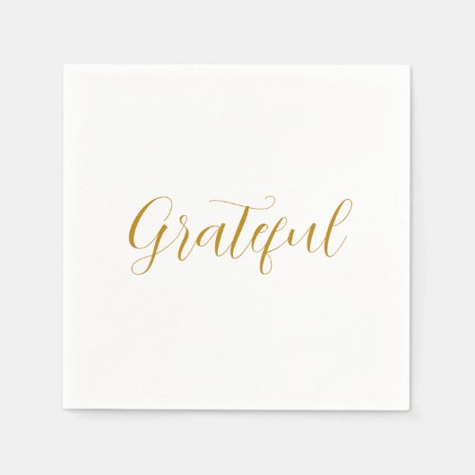 Grateful Gold Script Minimalistischer Erntedank Serviette (Vorderseite)
