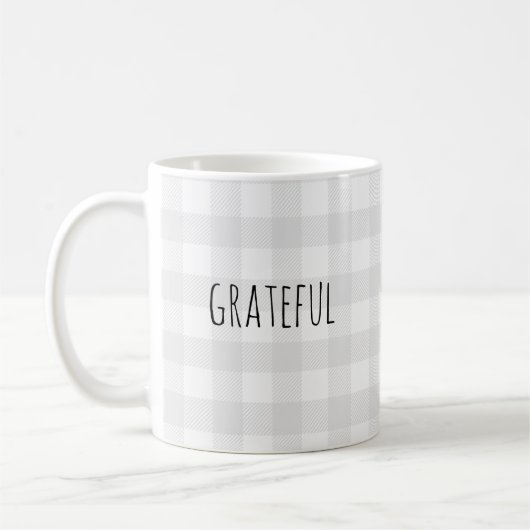 Grateful Grau Karo Pattern Kaffeemaschine Tasse (Links)