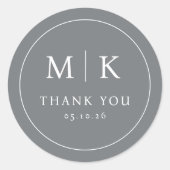 Grateful Gray Serif Thank You Sticker (Vorderseite)