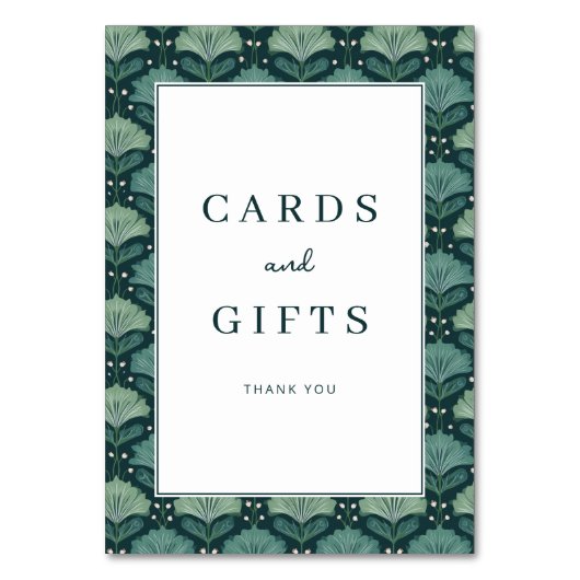 Grateful Green Botanical Thank You Card Tischnummer (Vorderseite)