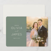 Grateful Green Elegant Photo Dankeskarte (Vorne/Hinten)