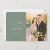 Grateful Green Elegant Photo Dankeskarte (Vorderseite)