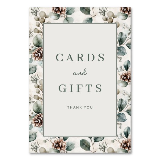 Grateful Green Floral Border Tischnummer (Vorderseite)