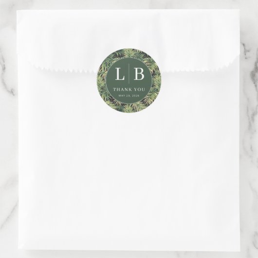 Grateful Green Tropical Palm Runder Aufkleber (Tasche)