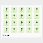 Grateful Green Tropical Palm Tree Quadratischer Aufkleber (Blatt)