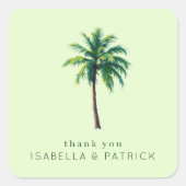 Grateful Green Tropical Palm Tree Quadratischer Aufkleber (Vorderseite)