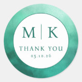 Grateful Green Watercolor Thank You Sticker (Vorderseite)