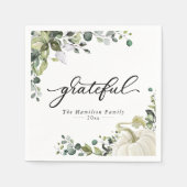 Grateful Greenery Eucalyptus Erntedank Dinner Serviette (Vorderseite)