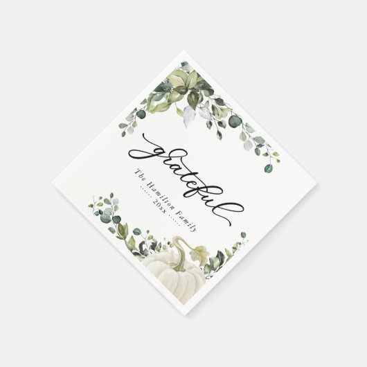 Grateful Greenery Eucalyptus Erntedank Dinner Serviette (Ecke)