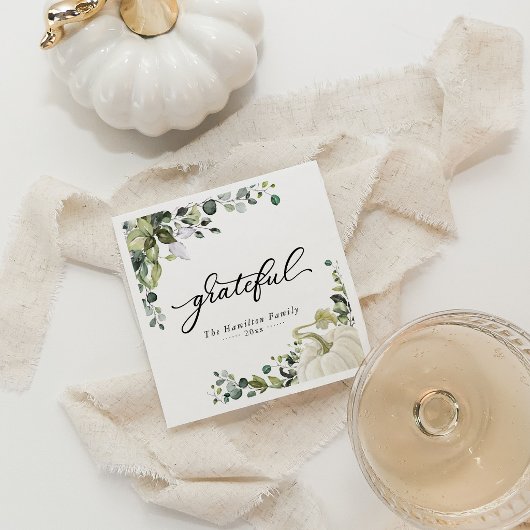 Grateful Greenery Eucalyptus Erntedank Dinner Serviette