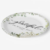 Grateful Greenery Pumpkin Erntedank Dinner Pappteller (Schrägansicht)