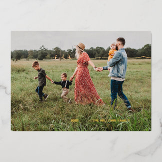 Grateful Hand Lettered Foil Holiday Foto Card Folien Feiertagskarte