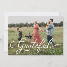 Grateful Hand Lettered Holiday Foto Card Einladung