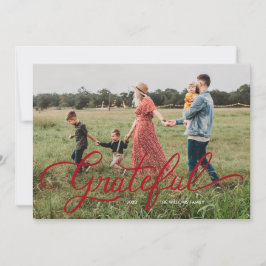 Grateful Hand Lettered Holiday Foto Card Einladung