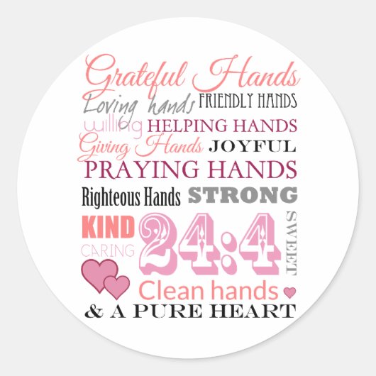 Grateful hands runder aufkleber (Vorderseite)