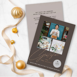 Grateful Handwrite Script 3 Foto Stilvolles Busine Folien Feiertagskarte