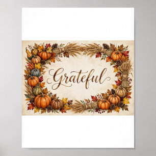 Grateful Harvest Kunstprint — Aquarell-Kürbisse Poster