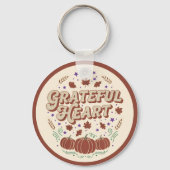 Grateful Heart Autumn Pumpkin Design Schlüsselanhänger (Rückseite)