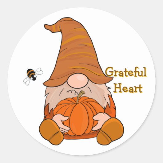 Grateful Heart Gnom-Sticker Runder Aufkleber (Vorderseite)
