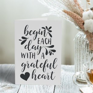 Grateful Heart   Hand Lettered Typography Quote Karte