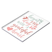 Grateful Heart | Hand Lettered Typography Quote Notizblock (Linke Seite)