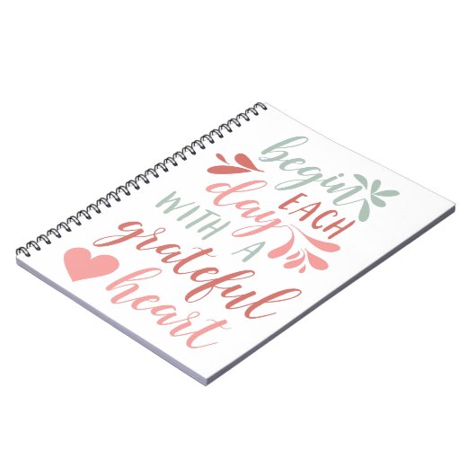 Grateful Heart | Hand Lettered Typography Quote Notizblock (Linke Seite)