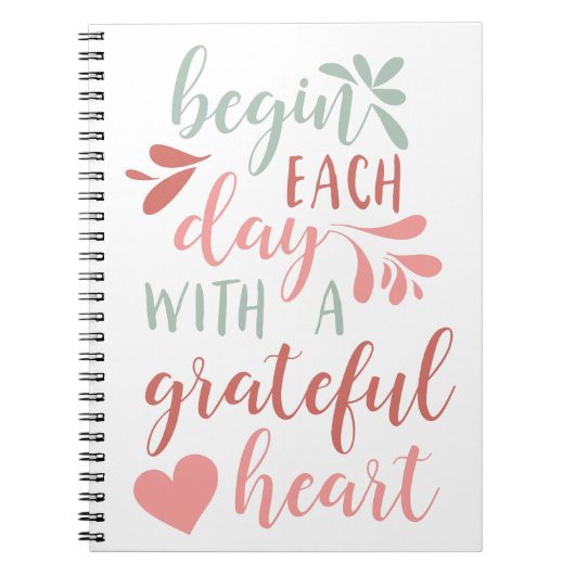 Grateful Heart | Hand Lettered Typography Quote Notizblock (Vorderseite)