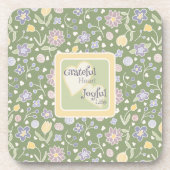 Grateful Heart Joyful Life Floral Coaster Set Getränkeuntersetzer (Vorderseite)