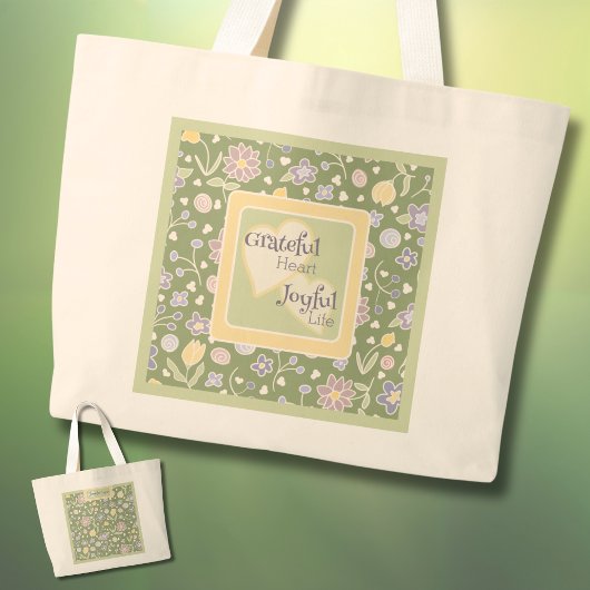 Grateful Heart Joyful Life Personalized Tote Bag Jumbo Stoffbeutel