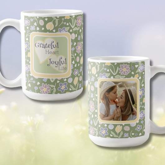Grateful Heart Joyful Life Photo Mug Kaffeetasse