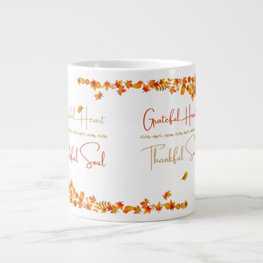 Grateful Heart Thankful Soul Mug – Minimal Fall Jumbo-Tasse (Vorderseite)