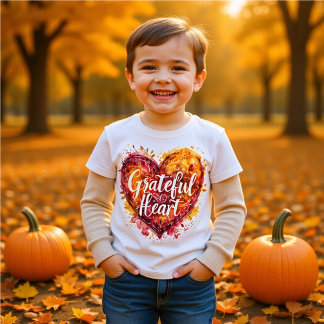 Grateful Heart Watercolor Calligraphy kids T-Shirt