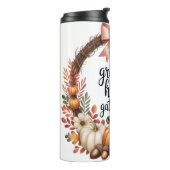 Grateful hearts gather here pumpkin wreath  thermosbecher (Nach links gedreht)