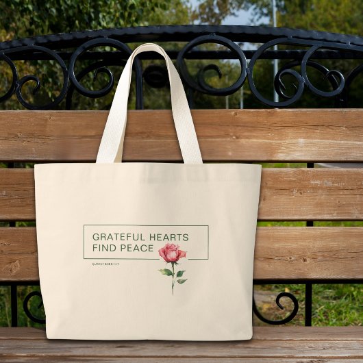 Grateful Hearts Inspiration Tote Bag - Elegant Jumbo Stoffbeutel