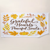 'Grateful Hearts, Peaceful Souls' Beach Towel Strandtuch (Vorderseite)