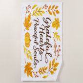 'Grateful Hearts, Peaceful Souls' Beach Towel Strandtuch (Vorderseite)