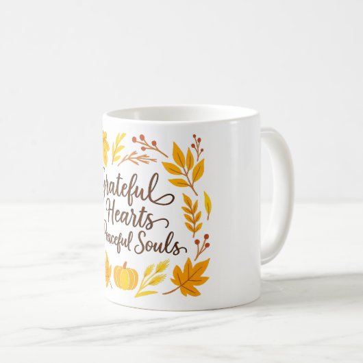 ''Grateful Hearts, Peaceful Souls' Mug Kaffeetasse (VorderseiteRechts)