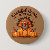 Grateful Hearts Thanksgiving Turkey Button (Vorderseite)