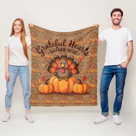 Grateful Hearts Thanksgiving Turkey Fleecedecke (Beispiel)