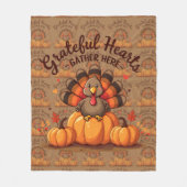 Grateful Hearts Thanksgiving Turkey Fleecedecke (Vorderseite)